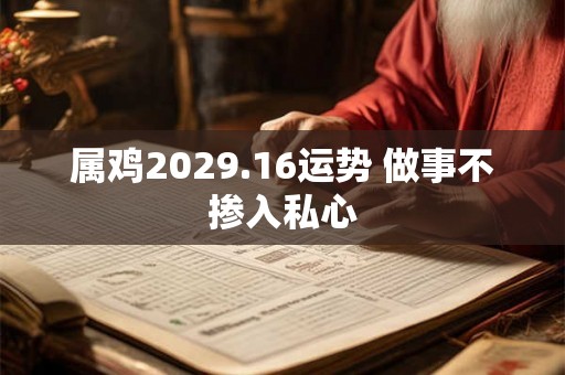 属鸡2029.16运势 做事不掺入私心