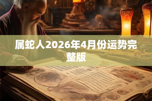 属蛇人2026年4月份运势完整版