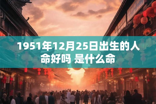 1951年12月25日出生的人命好吗 是什么命