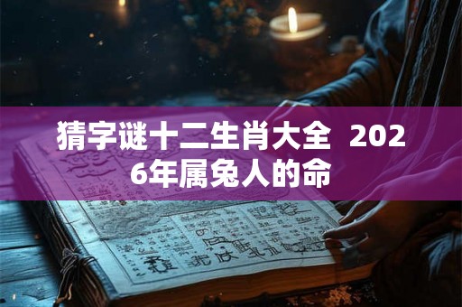 猜字谜十二生肖大全  2026年属兔人的命