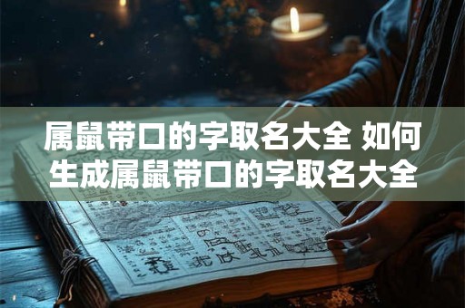 属鼠带口的字取名大全 如何生成属鼠带口的字取名大全