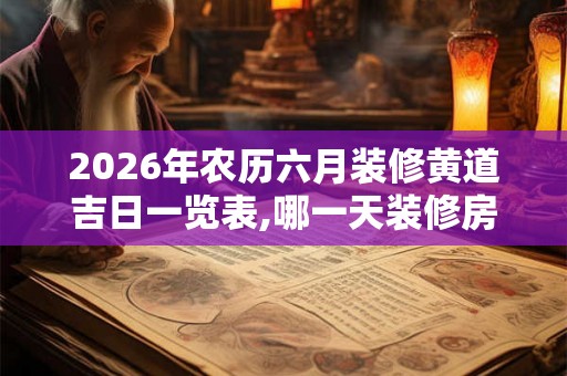 2026年农历六月装修黄道吉日一览表,哪一天装修房子好？
