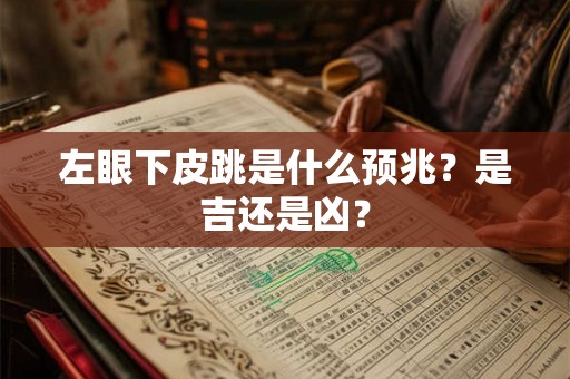 左眼下皮跳是什么预兆？是吉还是凶？