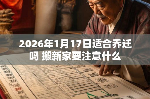 2026年1月17日适合乔迁吗 搬新家要注意什么 2026年1月17日适合乔迁吗 搬新家要注意什么