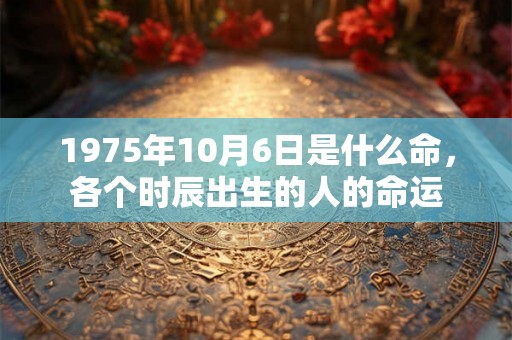 1975年10月6日是什么命，各个时辰出生的人的命运