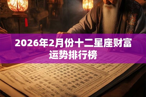 2026年2月份十二星座财富运势排行榜