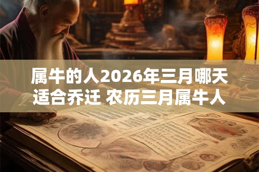 属牛的人2026年三月哪天适合乔迁 农历三月属牛人搬家吉日 属牛的人2026年三月哪天适合乔迁 农历三月属牛人搬家吉日