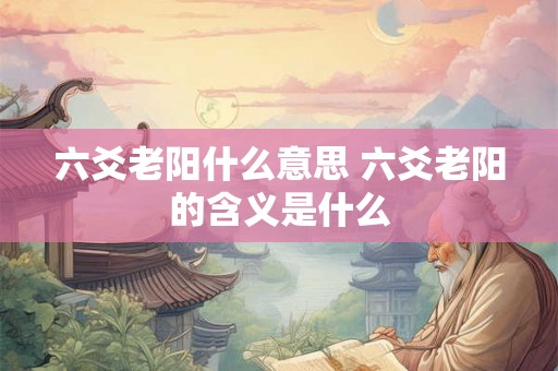 六爻老阳什么意思 六爻老阳的含义是什么 六爻老阳什么意思 六爻老阳的含义是什么