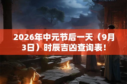 2026年中元节后一天(9月3日)时辰吉凶查询表! 2026年中元节后一天(9月3日)时辰吉凶查询表!