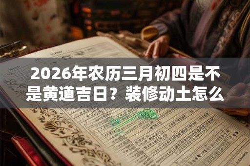 2026年农历三月初四是不是黄道吉日？装修动土怎么样？