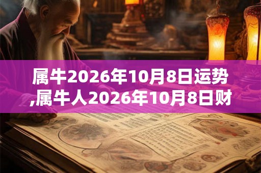 属牛2026年10月8日运势,属牛人2026年10月8日财运,生肖牛2026年10月8日运势