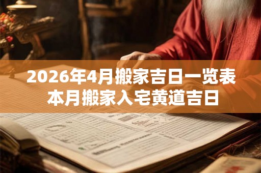 2026年4月搬家吉日一览表 本月搬家入宅黄道吉日