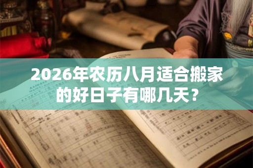 2026年农历八月适合搬家的好日子有哪几天？