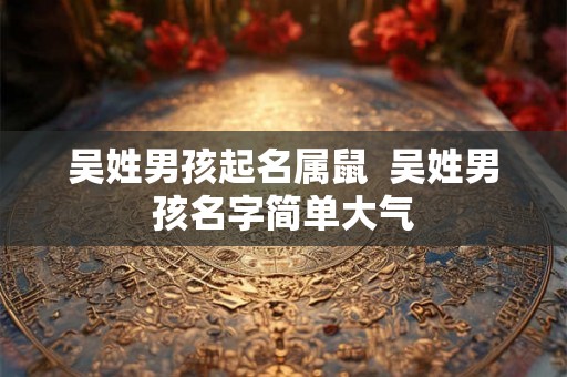 吴姓男孩起名属鼠  吴姓男孩名字简单大气