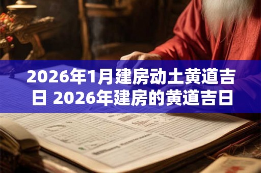 2026年1月建房动土黄道吉日 2026年建房的黄道吉日是什么时候