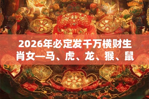 2026年必定发千万横财生肖女—马、虎、龙、猴、鼠、鸡！