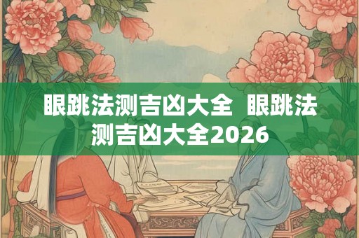 眼跳法测吉凶大全  眼跳法测吉凶大全2026