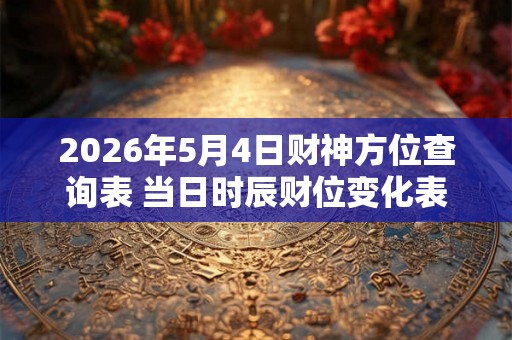 2026年5月4日财神方位查询表 当日时辰财位变化表