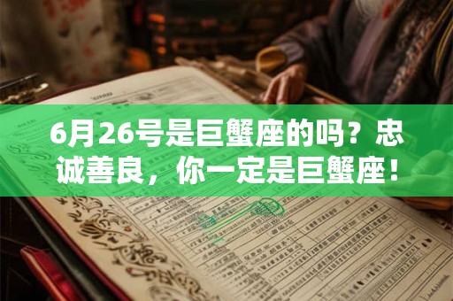 6月26号是巨蟹座的吗？忠诚善良，你一定是巨蟹座！