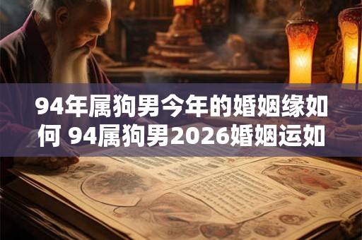 94年属狗男今年的婚姻缘如何 94属狗男2026婚姻运如何