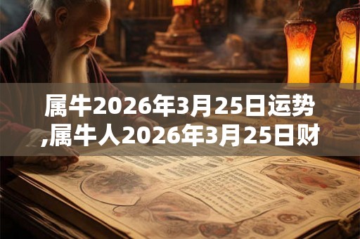 属牛2026年3月25日运势,属牛人2026年3月25日财运,生肖牛2026年3月25日运势