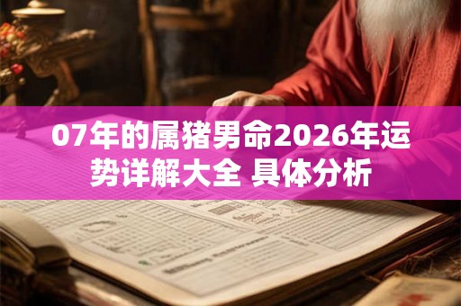 07年的属猪男命2026年运势详解大全 具体分析