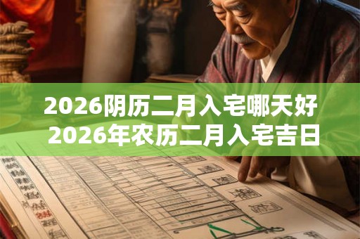2026阴历二月入宅哪天好 2026年农历二月入宅吉日