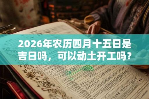 2026年农历四月十五日是吉日吗，可以动土开工吗？