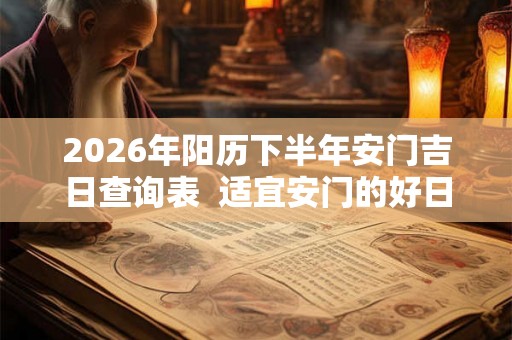 2026年阳历下半年安门吉日查询表  适宜安门的好日子