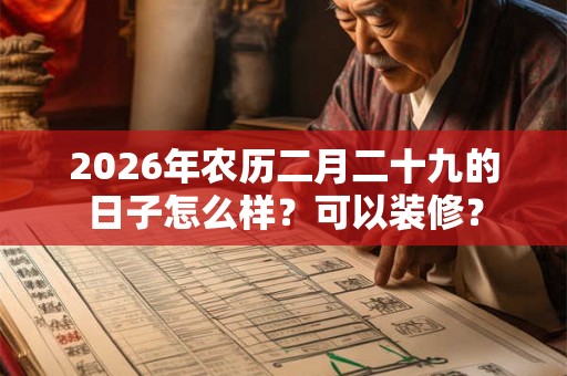 2026年农历二月二十九的日子怎么样?可以装修? 2026年农历二月二十九的日子怎么样?可以装修?