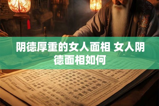 阴德厚重的女人面相 女人阴德面相如何
