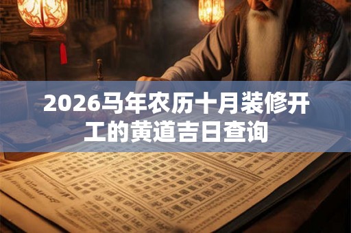 2026马年农历十月装修开工的黄道吉日查询