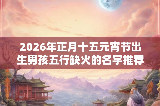 2026年正月十五元宵节出生男孩五行缺火的名字推荐