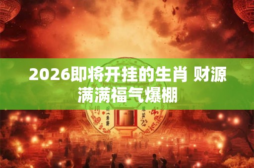2026即将开挂的生肖 财源满满福气爆棚