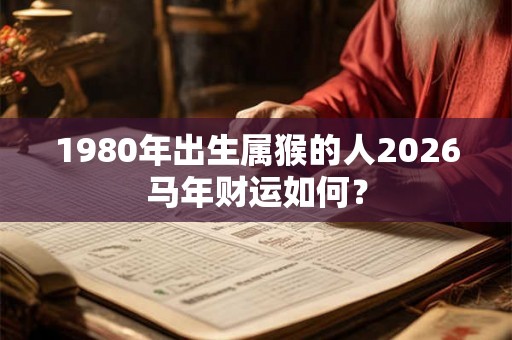 1980年出生属猴的人2026马年财运如何？