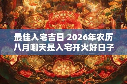 最佳入宅吉日 2026年农历八月哪天是入宅开火好日子