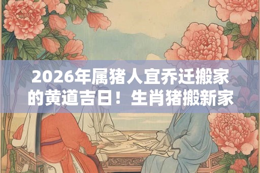 2026年属猪人宜乔迁搬家的黄道吉日！生肖猪搬新家的好日子