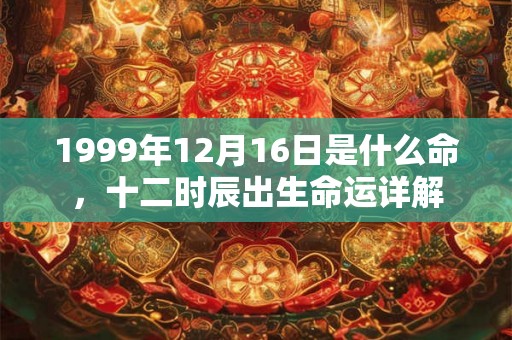 1999年12月16日是什么命，十二时辰出生命运详解