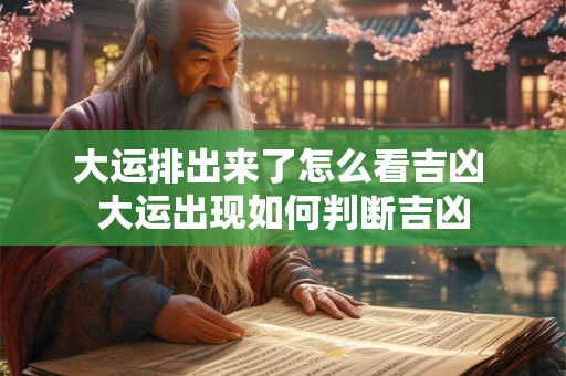 大运排出来了怎么看吉凶 大运出现如何判断吉凶