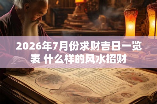 2026年7月份求财吉日一览表 什么样的风水招财