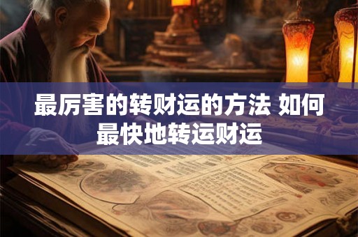 最厉害的转财运的方法 如何最快地转运财运