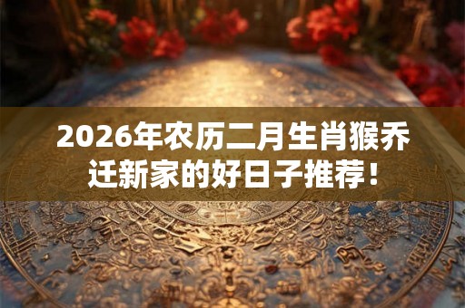 2026年农历二月生肖猴乔迁新家的好日子推荐! 2026年农历二月生肖猴乔迁新家的好日子推荐!