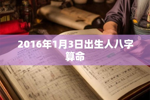 2016年1月3日出生人八字算命