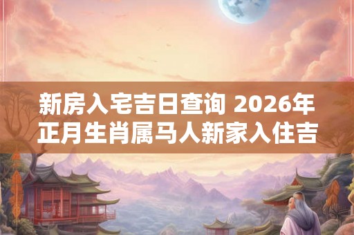 新房入宅吉日查询 2026年正月生肖属马人新家入住吉日 新房入宅吉日查询 2026年正月生肖属马人新家入住吉日