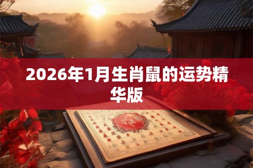 2026年1月生肖鼠的运势精华版