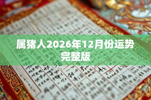 属猪人2026年12月份运势完整版