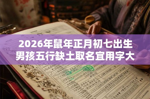 2026年鼠年正月初七出生男孩五行缺土取名宜用字大全