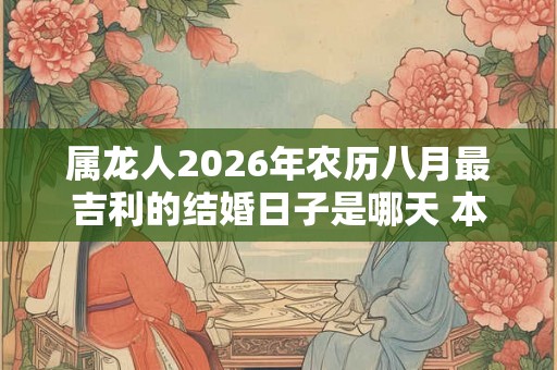 属龙人2026年农历八月最吉利的结婚日子是哪天 本月宜出嫁的吉日查询 属龙人2026年农历八月最吉利的结婚日子是哪天 本月宜出嫁的吉日查询