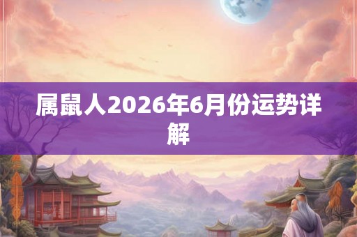 属鼠人2026年6月份运势详解