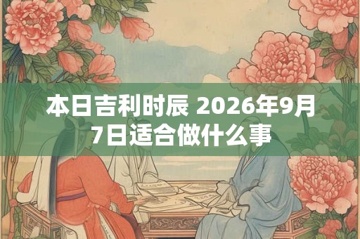 本日吉利时辰 2026年9月7日适合做什么事 本日吉利时辰 2026年9月7日适合做什么事